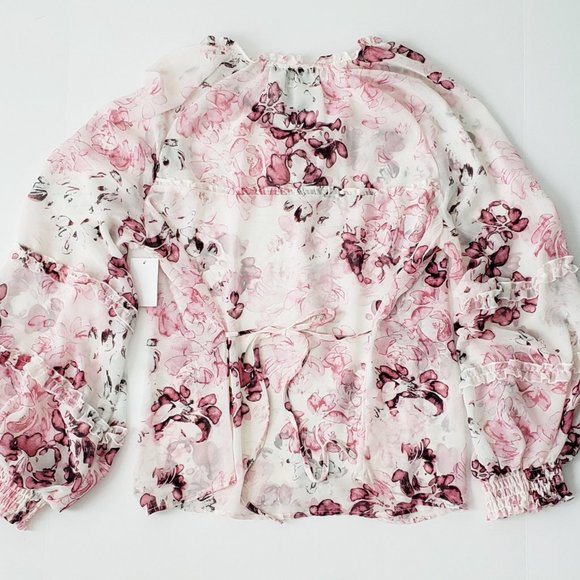 AMERICAN RAG Smocked Tie Front Long Sleeve Top - Picture 2 of 8